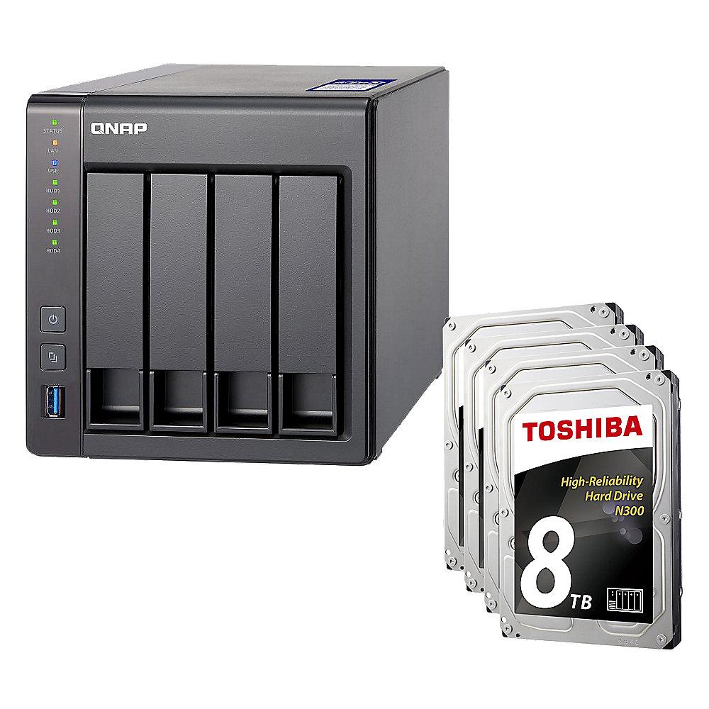 QNAP TS-431X2-8G NAS System 4-Bay 32TB inkl. 4x 8TB Toshiba HDWN180UZSVA