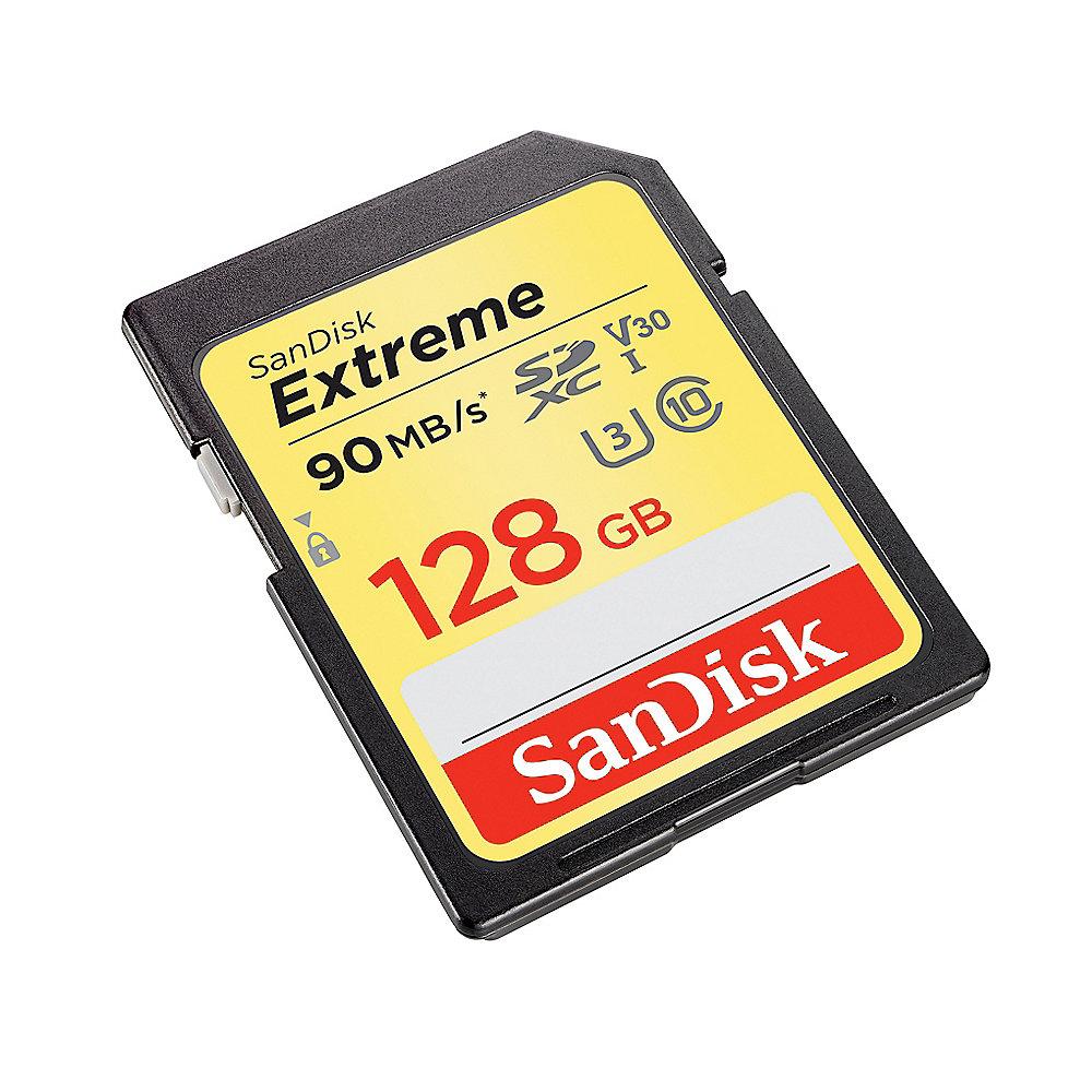 SanDisk Extreme 128 GB SDXC Speicherkarte (90 MB/s, Class 10, U3, V30)