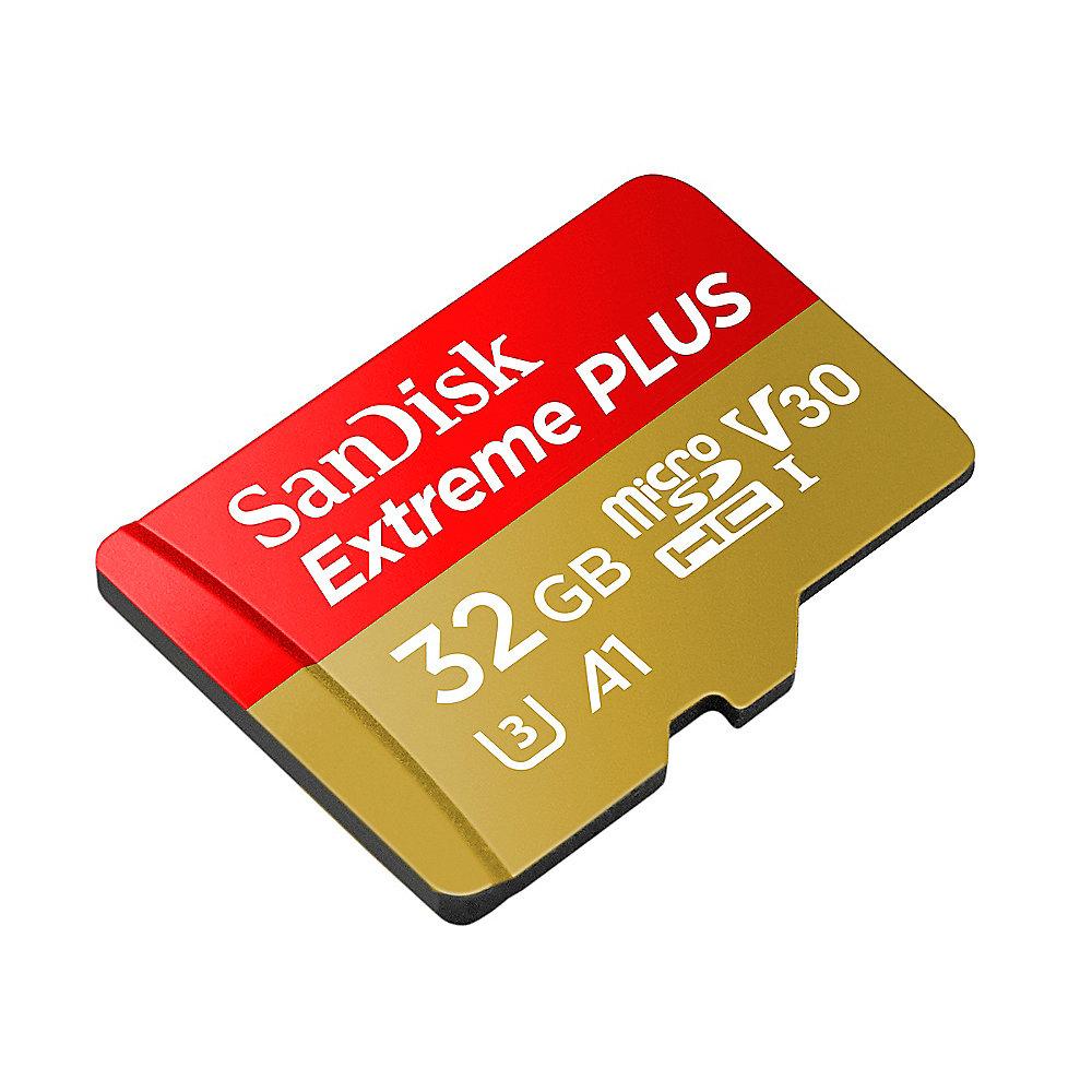 SanDisk Extreme Plus 32GB microSDHC Speicherkarte Kit 90 MB/s, Class 10, U3, A1, SanDisk, Extreme, Plus, 32GB, microSDHC, Speicherkarte, Kit, 90, MB/s, Class, 10, U3, A1