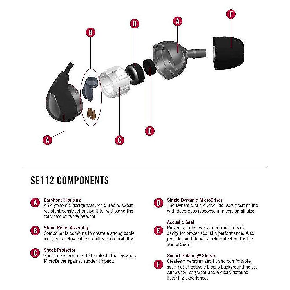 Shure SE112 In-Ear-Ohrhörer schwarz, Shure, SE112, In-Ear-Ohrhörer, schwarz