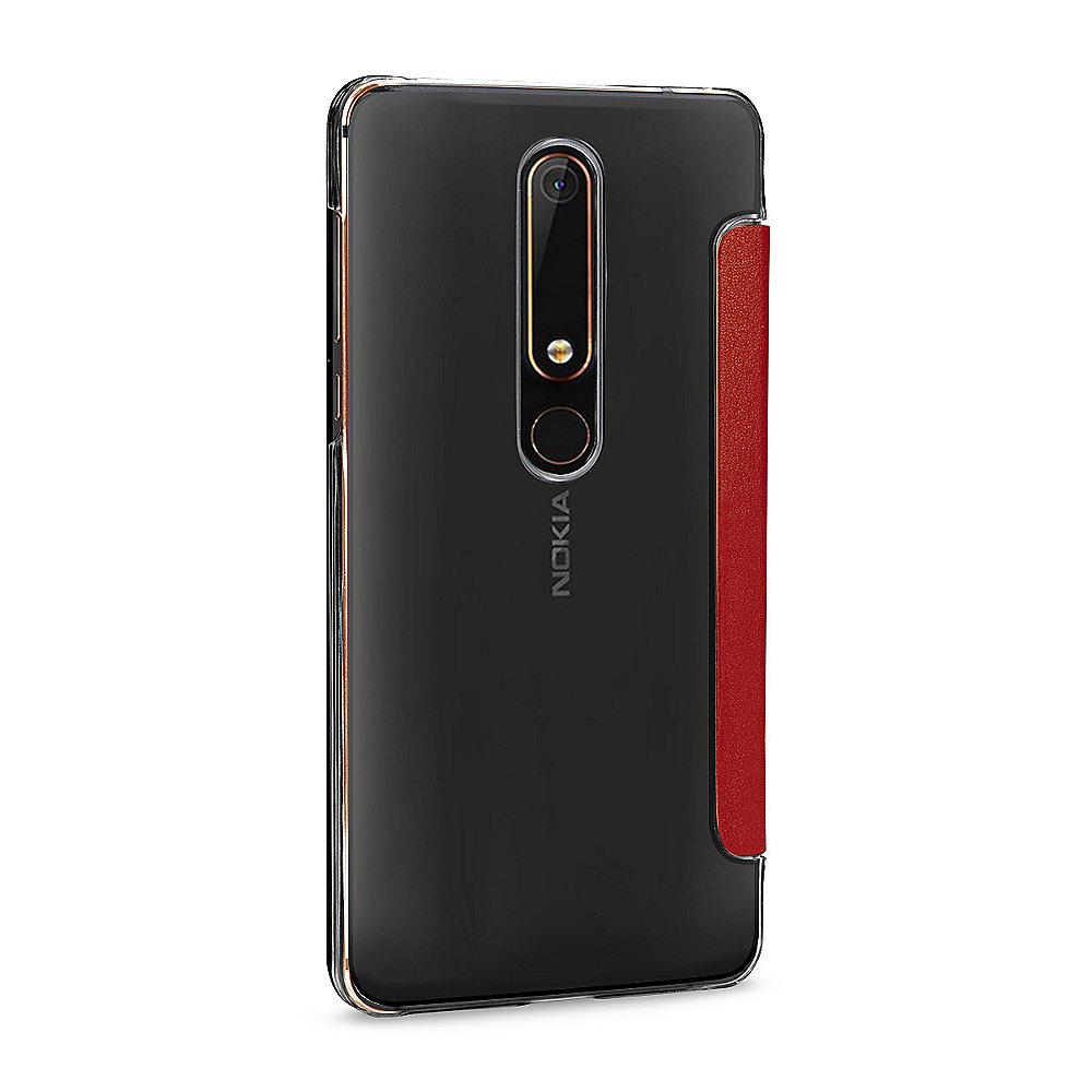 StilGut Book Type mit NFC/RFID Blocker für Nokia 6 (2018) Rot/Transparent