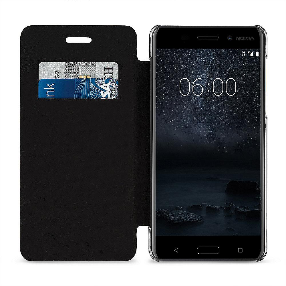 StilGut Book Type mit NFC/RFID Blocker für Nokia 6 Schwarz/Transparent