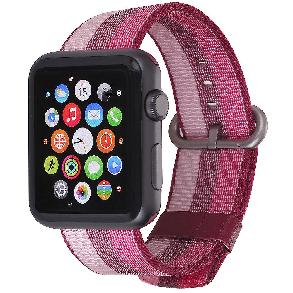 StilGut Nylon Armband für Apple Watch Serie 1-4 42mm cherry