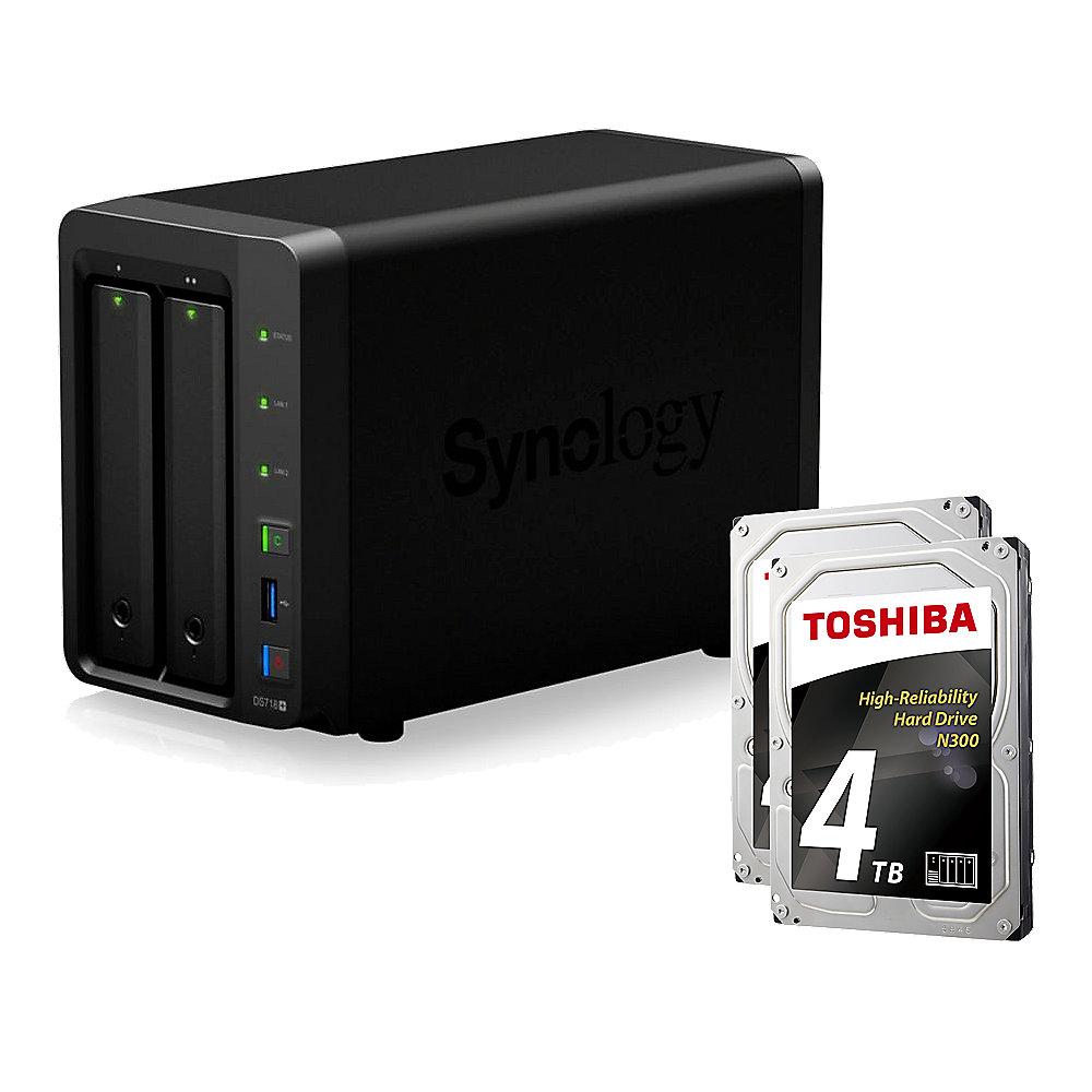 Synology DS718  NAS System 2-Bay 8TB inkl. 2x 4TB Toshiba HDWQ140UZSVA