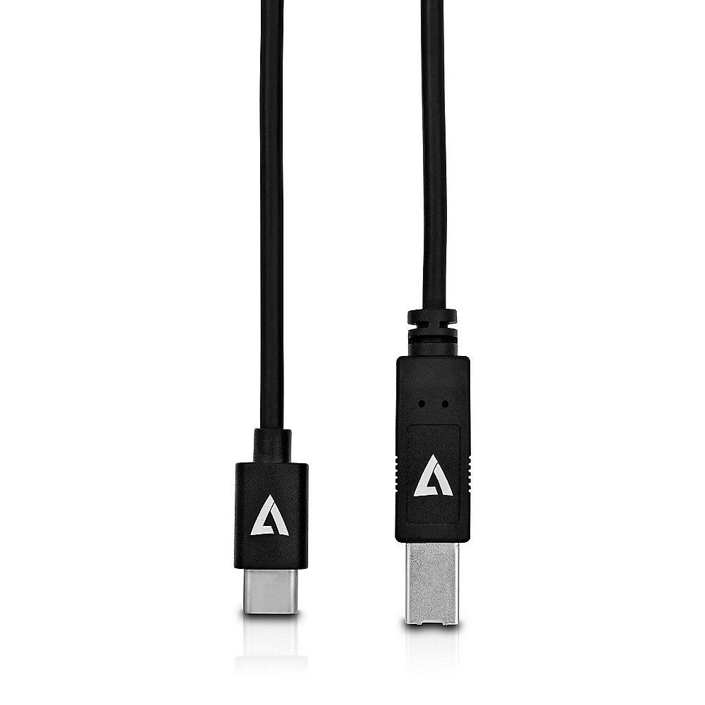 V7 USB 2.0 Kabel 2m Typ-B zu Typ-C PVC St./St. schwarz, V7, USB, 2.0, Kabel, 2m, Typ-B, Typ-C, PVC, St./St., schwarz
