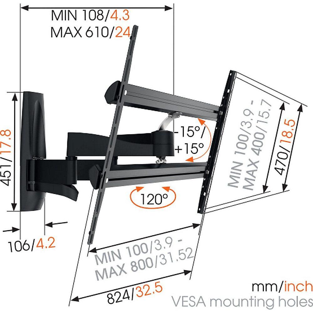 Vogels WALL 3450 Wandhalterung - VESA 100x100 bis 800x400 mm schwarz, Vogels, WALL, 3450, Wandhalterung, VESA, 100x100, bis, 800x400, mm, schwarz