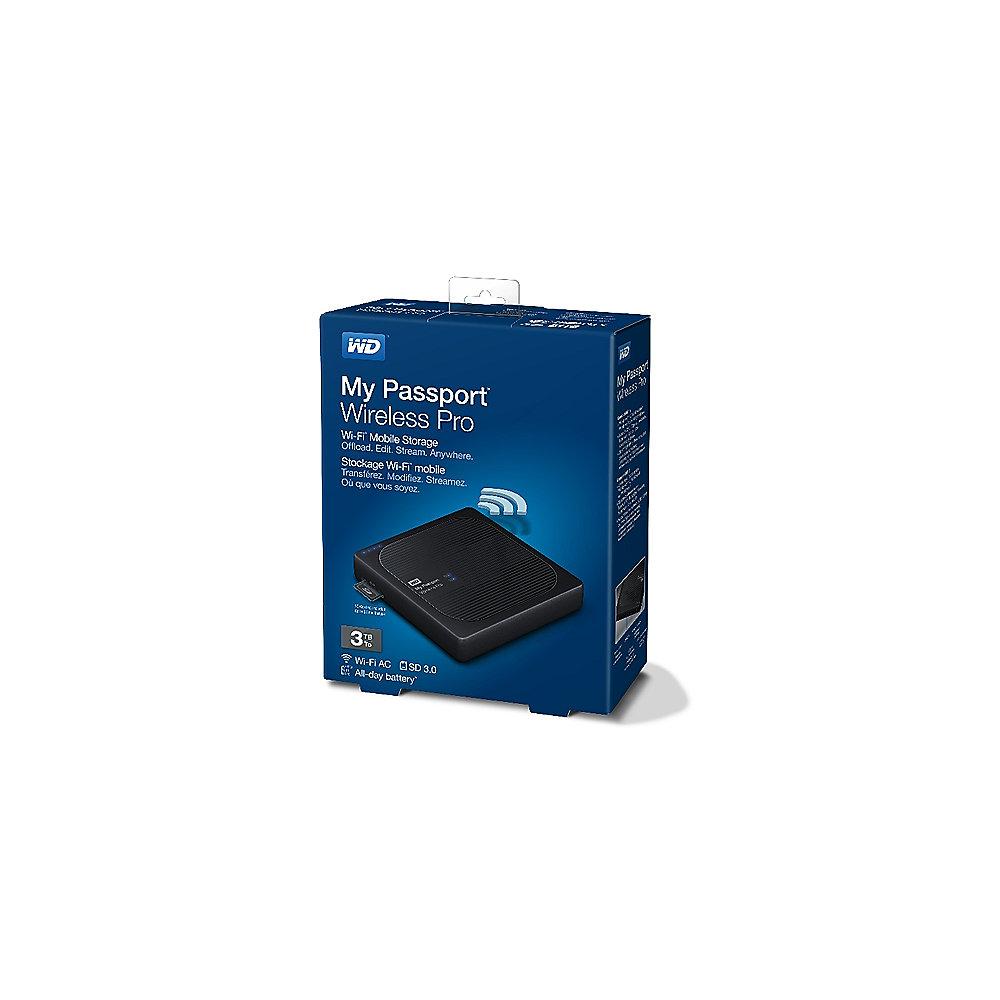 WD My Passport Wireless Pro USB3.0 SD Wifi AC 3TB 2.5zoll - Schwarz
