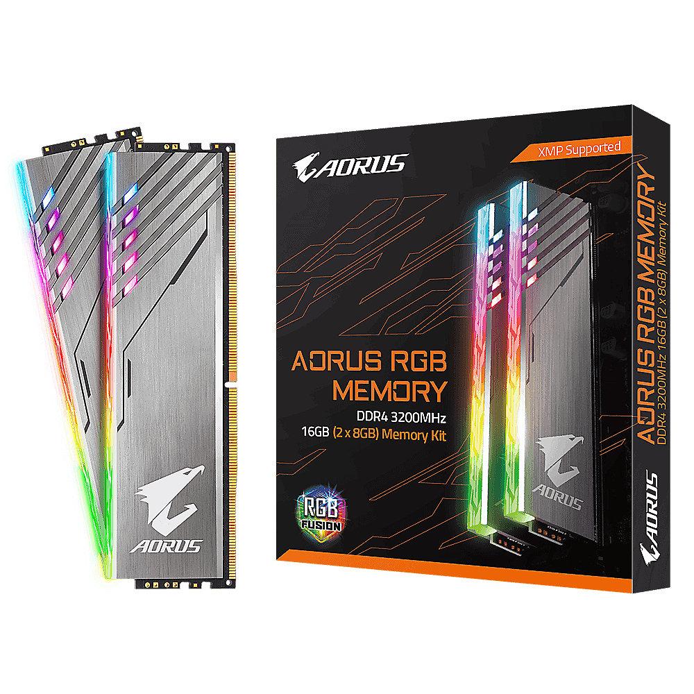 16GB (2x8GB) Gigabyte Aorus Limited RGB DDR4-3200 CL16 Speicher Kit RAM, 16GB, 2x8GB, Gigabyte, Aorus, Limited, RGB, DDR4-3200, CL16, Speicher, Kit, RAM