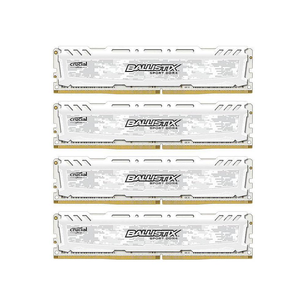 64GB (4x16GB) Ballistix Sport LT Weiss DDR4-3000 CL15 (15-16-16) RAM Kit