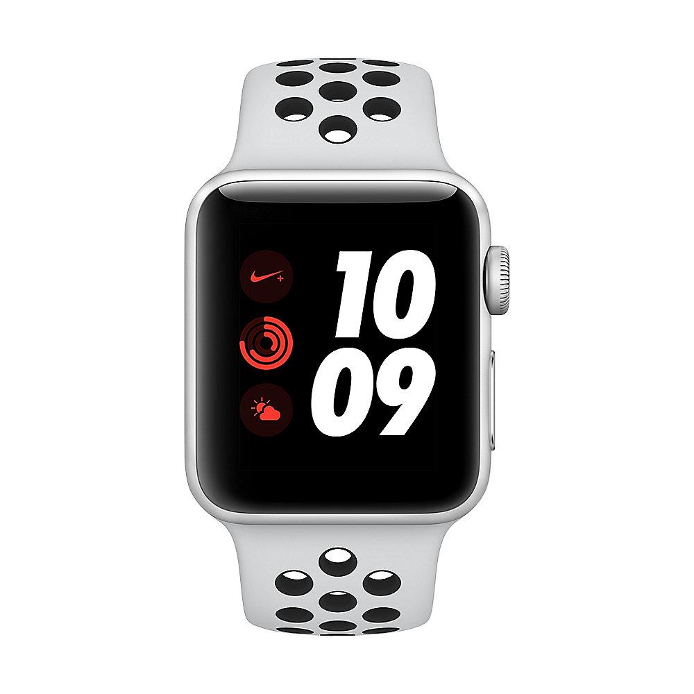 Apple Watch Nike  LTE 38mm Aluminiumgehäuse Silber Sportarmband Platinum Schwarz
