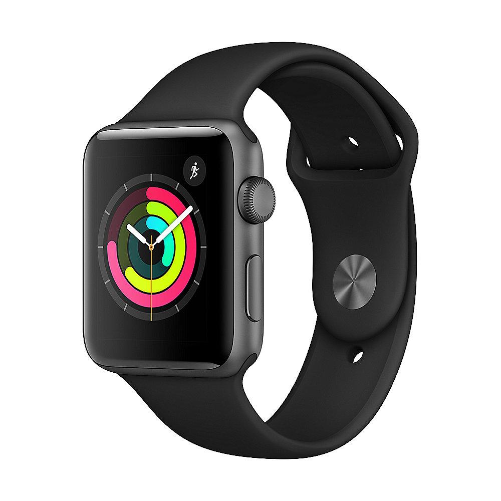 Apple Watch Series 3 GPS 42mm Aluminiumgehäuse Space Grau Sportarmband Schwarz, Apple, Watch, Series, 3, GPS, 42mm, Aluminiumgehäuse, Space, Grau, Sportarmband, Schwarz