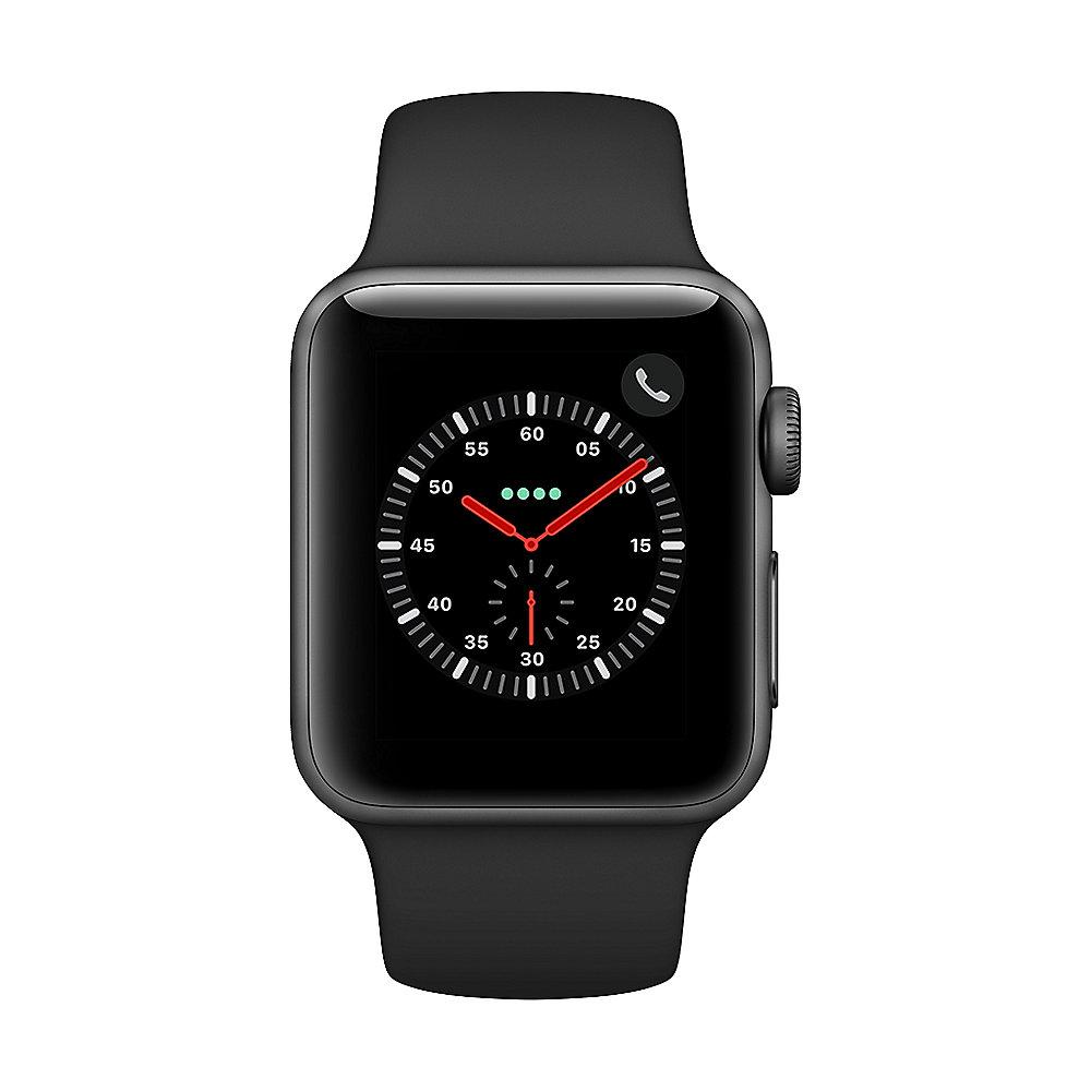 Apple Watch Series 3 LTE 38mm Aluminiumgehäuse Space Grau Sportarmband Schwarz, Apple, Watch, Series, 3, LTE, 38mm, Aluminiumgehäuse, Space, Grau, Sportarmband, Schwarz