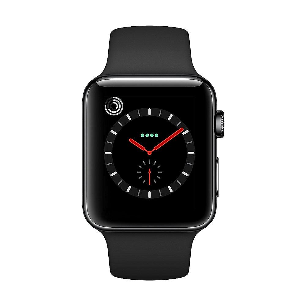 Apple Watch Series 3 LTE 42mm Edelstahlgehäuse SpaceSchwarz Sportarmband Schwarz