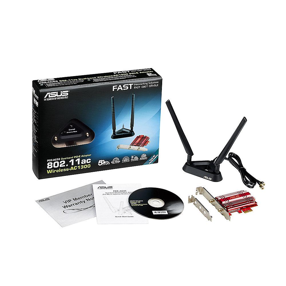 ASUS AC1300 PCE-AC56 WLAN 867Mbit Dualband PCI-Express Netzwerk Karte, ASUS, AC1300, PCE-AC56, WLAN, 867Mbit, Dualband, PCI-Express, Netzwerk, Karte