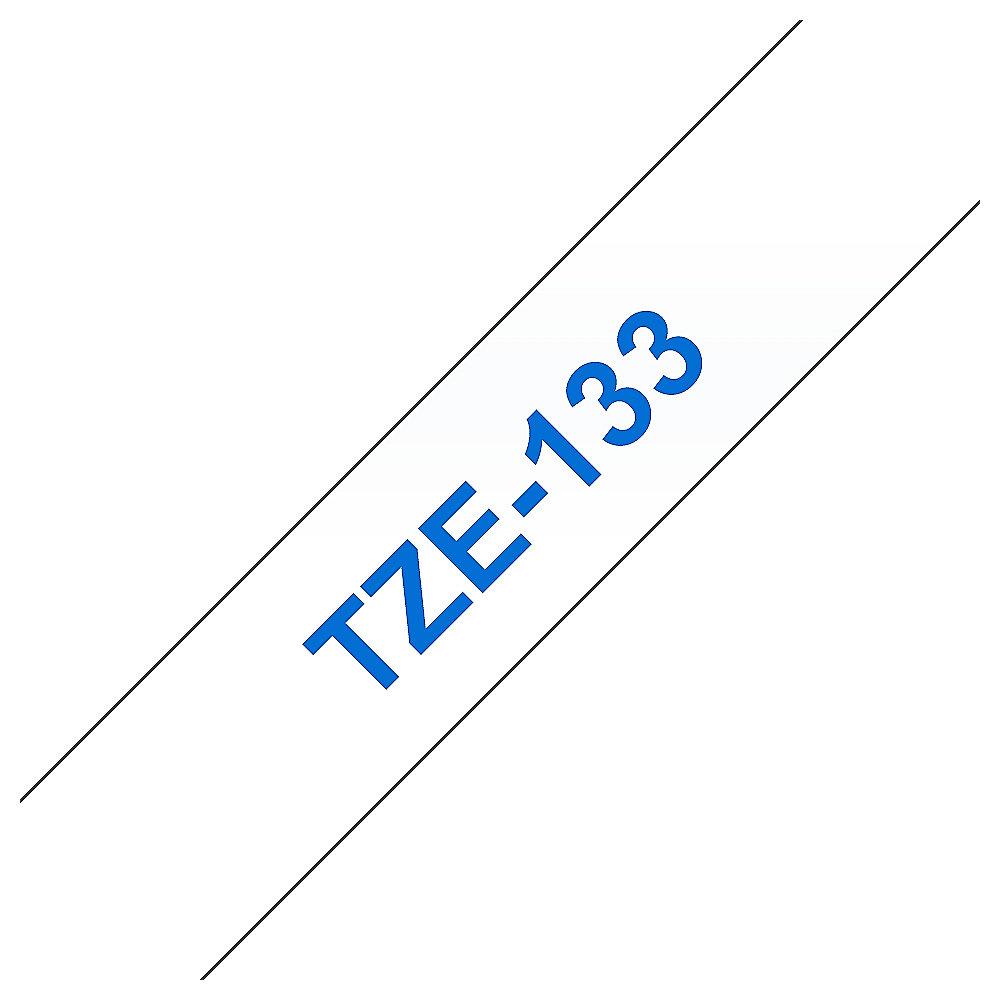 Brother TZe-133 Schriftband blau auf farblos 12mm x 8m P-touch selbstklebend, Brother, TZe-133, Schriftband, blau, farblos, 12mm, x, 8m, P-touch, selbstklebend