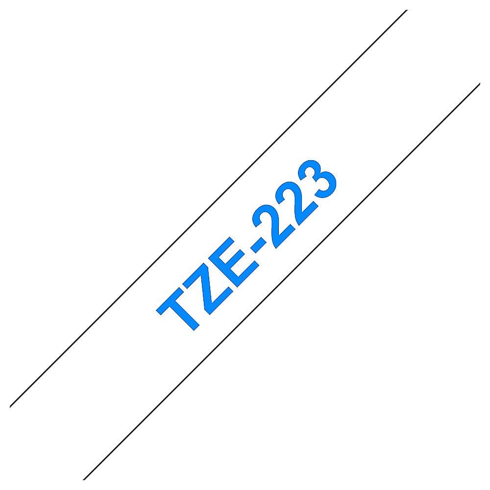 Brother TZe-223 Schriftband, 9mm x 8m, blau auf weiß, selbstklebend
