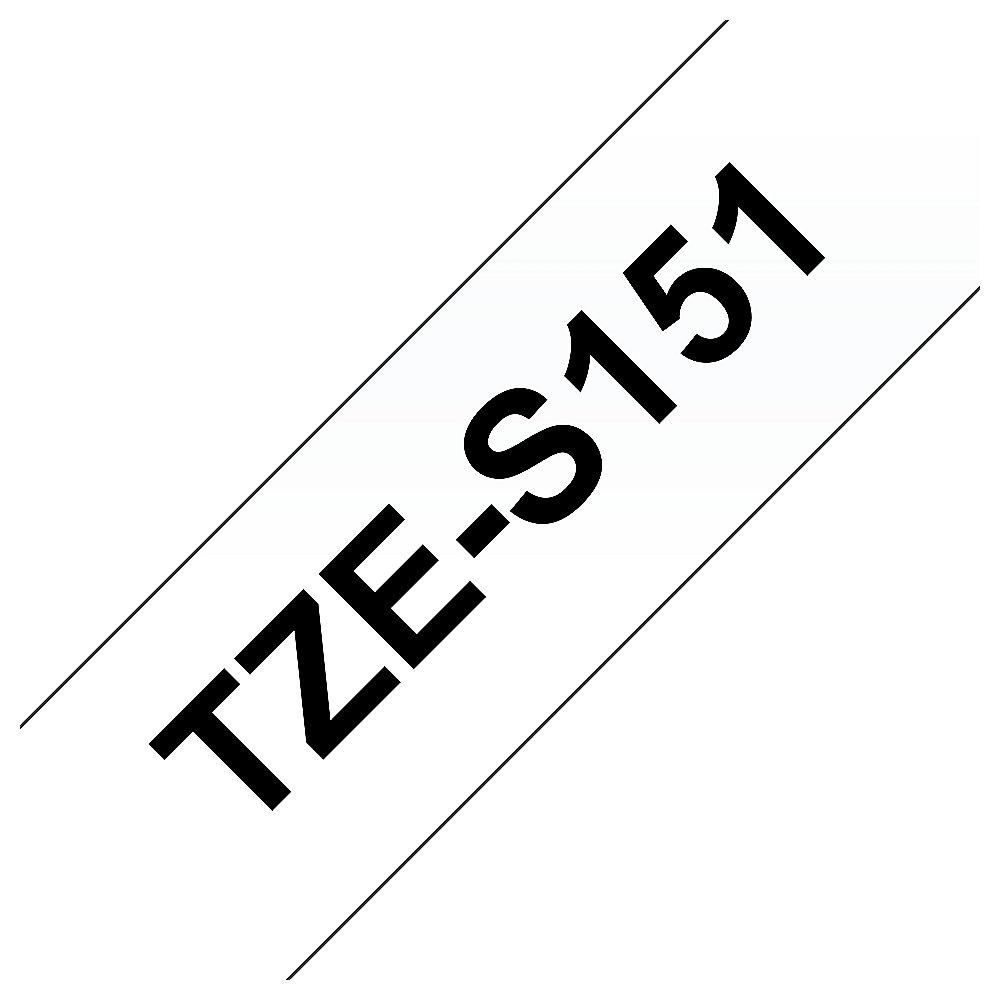 Brother TZe-S151 Schriftband, 24mm x 8m, schwarz auf transparent, stark klebend, Brother, TZe-S151, Schriftband, 24mm, x, 8m, schwarz, transparent, stark, klebend