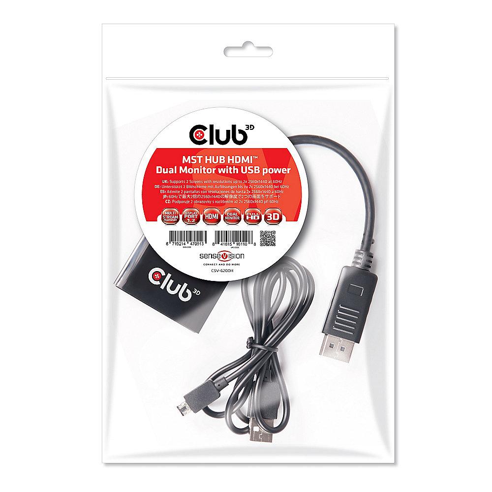 Club 3D MST Hub Displayport 1.2 zu HDMI Dual Monitor schwarz, Club, 3D, MST, Hub, Displayport, 1.2, HDMI, Dual, Monitor, schwarz