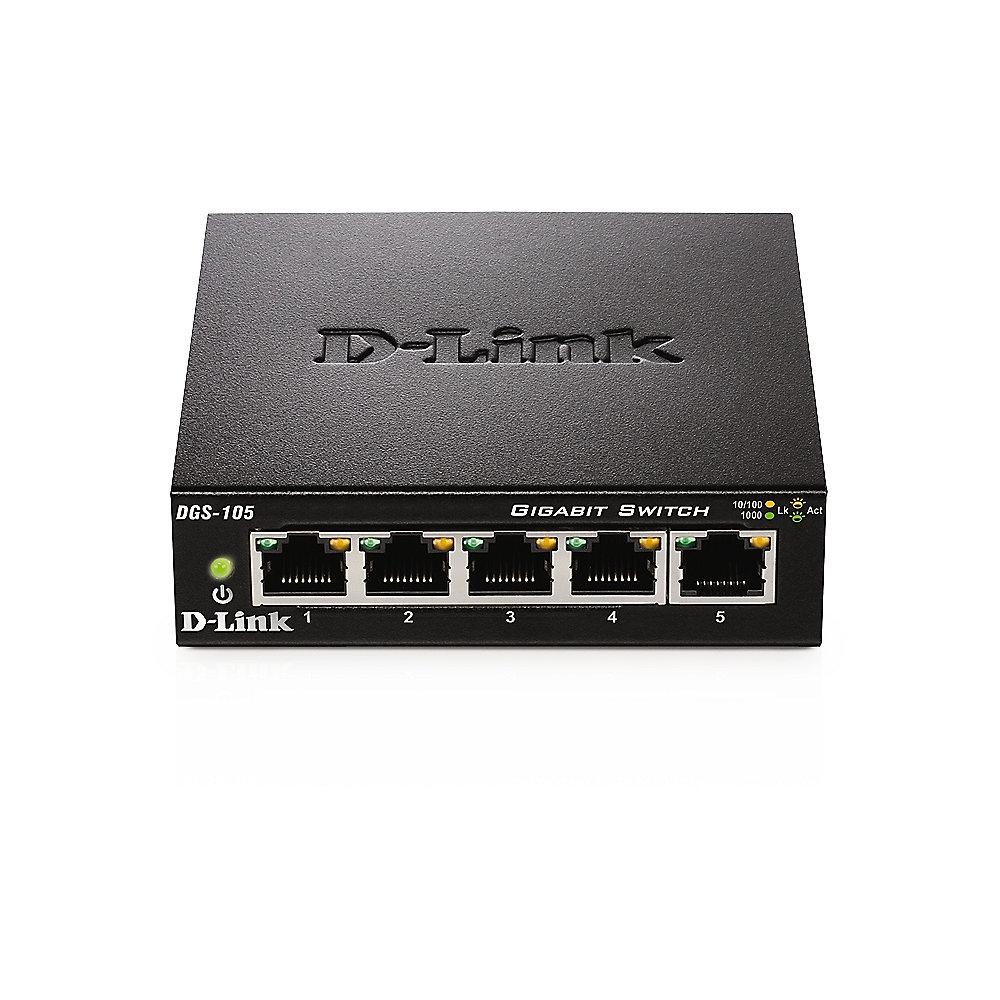 D-Link DGS-105 5-Port Desktop Gigabit Switch, D-Link, DGS-105, 5-Port, Desktop, Gigabit, Switch