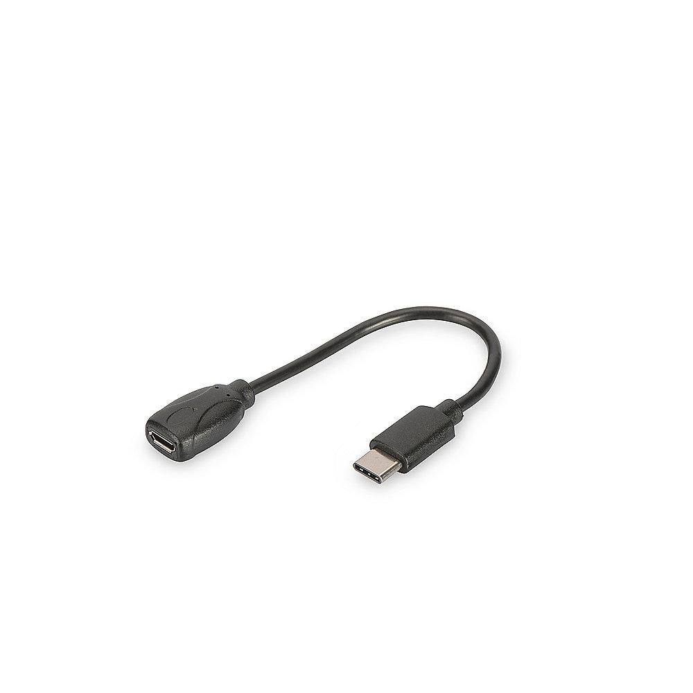 DIGITUS USB 2.0 Adapterkabel 0,1m Typ-C zu mikro B High Speed St./Bu. schwarz, DIGITUS, USB, 2.0, Adapterkabel, 0,1m, Typ-C, mikro, B, High, Speed, St./Bu., schwarz