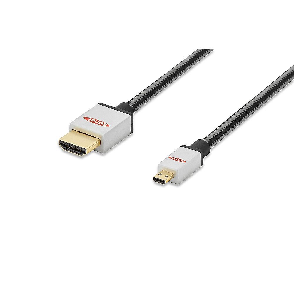 ednet HDMI Anschlusskabel 2m D zu A Premium 3D vergoldet St./St. schwarz, ednet, HDMI, Anschlusskabel, 2m, D, A, Premium, 3D, vergoldet, St./St., schwarz