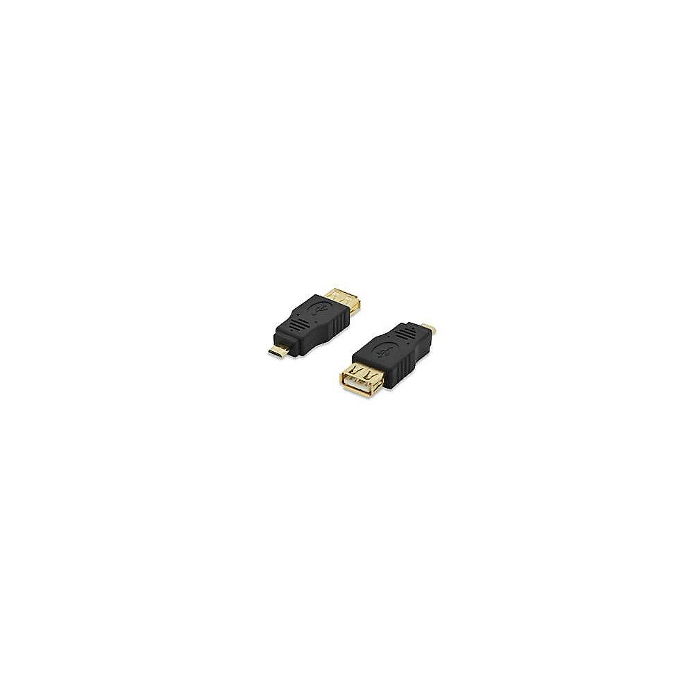 ednet USB 2.0 Adapter micro B zu A vergoldet St./Bu. schwarz, ednet, USB, 2.0, Adapter, micro, B, A, vergoldet, St./Bu., schwarz