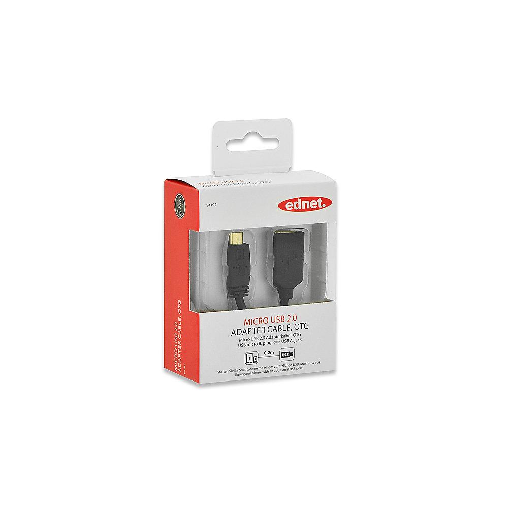 ednet USB 2.0 OTG Adapterkabel A-micro B Stecker 0,2m