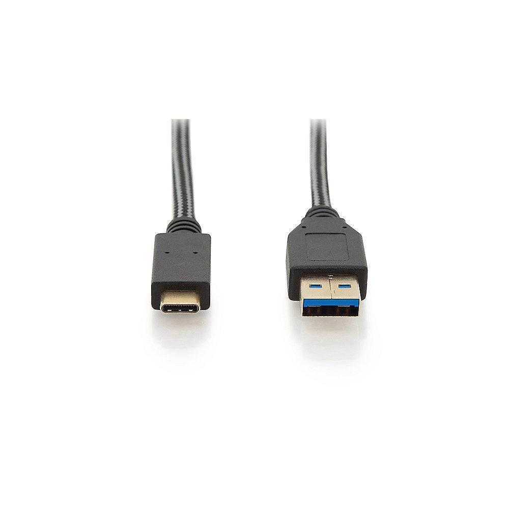 ednet USB Type C Anschlusskabel zu A 1,0m St./St. schwarz