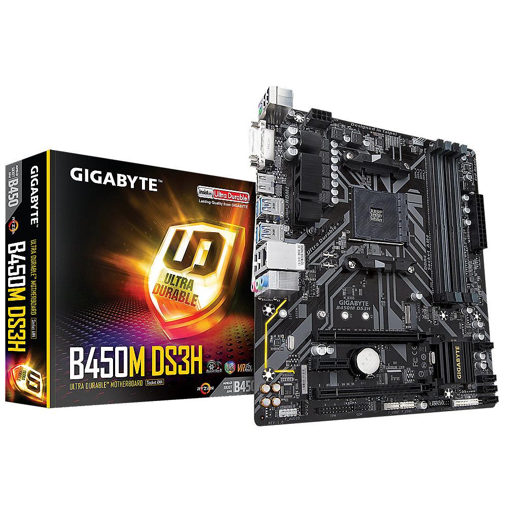 Gigabyte B450M DS3H mATX Mainboard Sockel AM4 M.2/HDMI/DVI, Gigabyte, B450M, DS3H, mATX, Mainboard, Sockel, AM4, M.2/HDMI/DVI