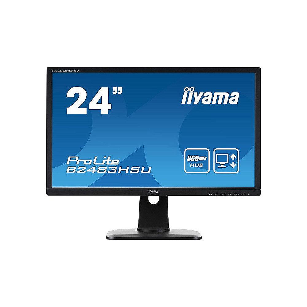 iiyama ProLite B2483HSU-B1DP 61cm (24") FHD VGA/DVI/DP 2ms 12Mio:1 Pivot LED LS