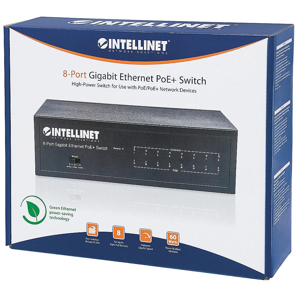 Intellinet 8-Port PoE  Gigabit Switch mit PoE Passthrough 60W