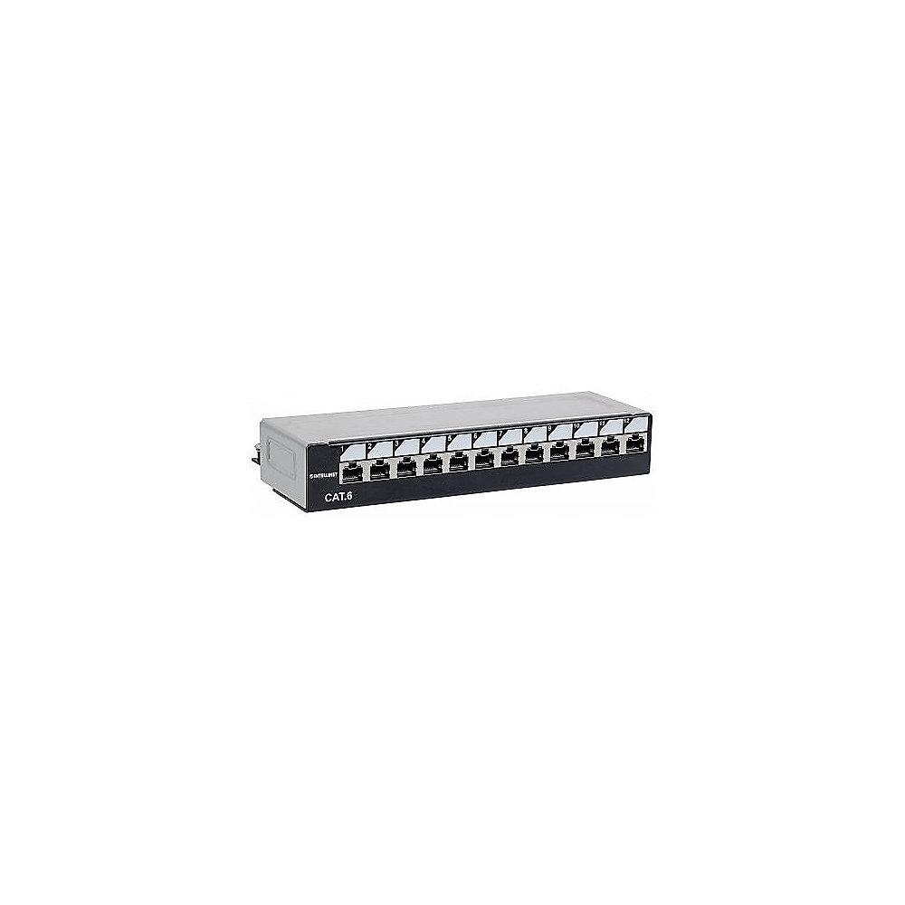 Intellinet Abschließbares 12-Port Cat6 Patchpanel geschirmt schwarz / silber