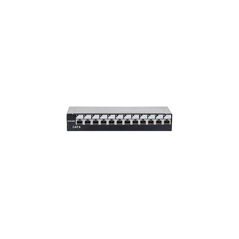 Intellinet Abschließbares 12-Port Cat6 Patchpanel geschirmt schwarz / silber