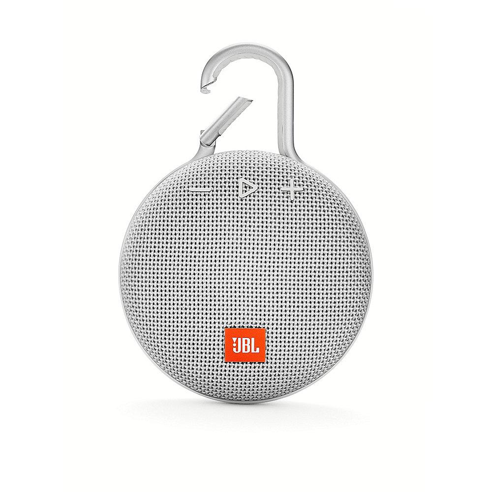 JBL Clip 3 White Tragbarer Bluetooth-Lautsprecher Weiß wasserdicht nach IPX7, JBL, Clip, 3, White, Tragbarer, Bluetooth-Lautsprecher, Weiß, wasserdicht, IPX7