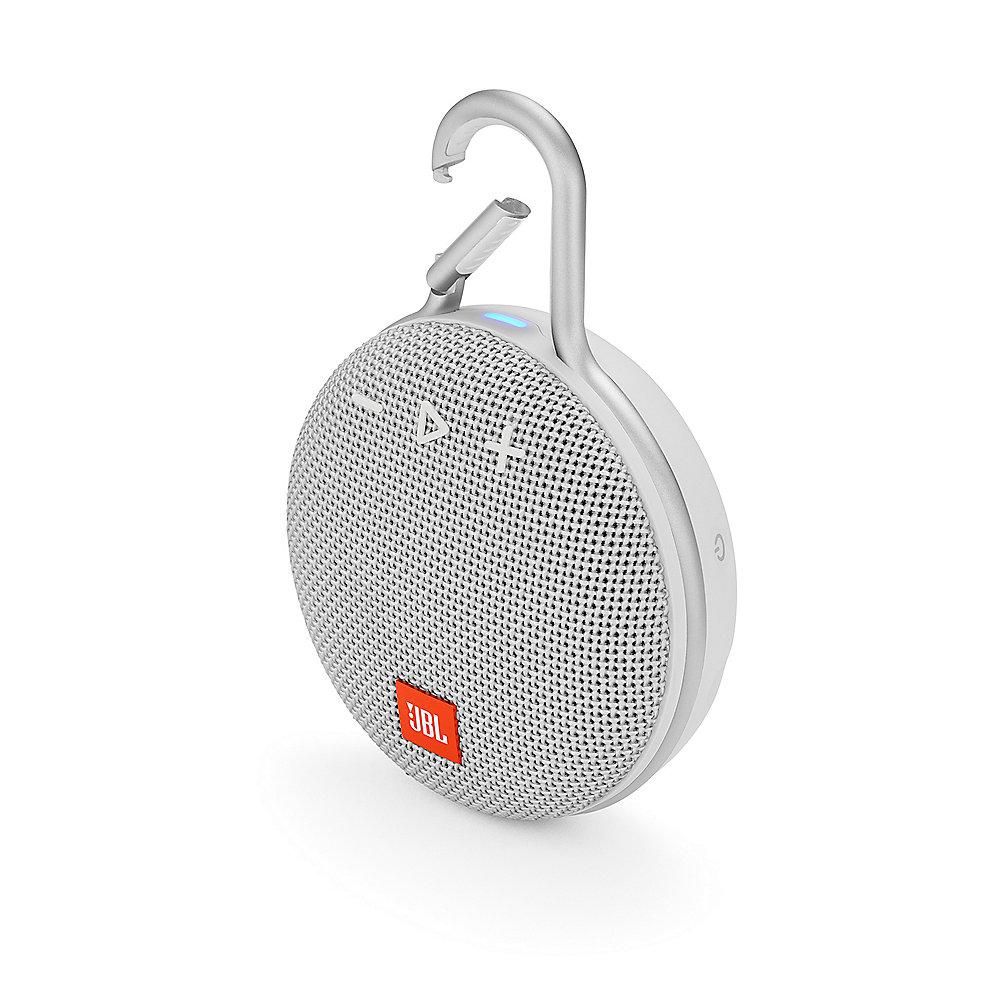 JBL Clip 3 White Tragbarer Bluetooth-Lautsprecher Weiß wasserdicht nach IPX7, JBL, Clip, 3, White, Tragbarer, Bluetooth-Lautsprecher, Weiß, wasserdicht, IPX7