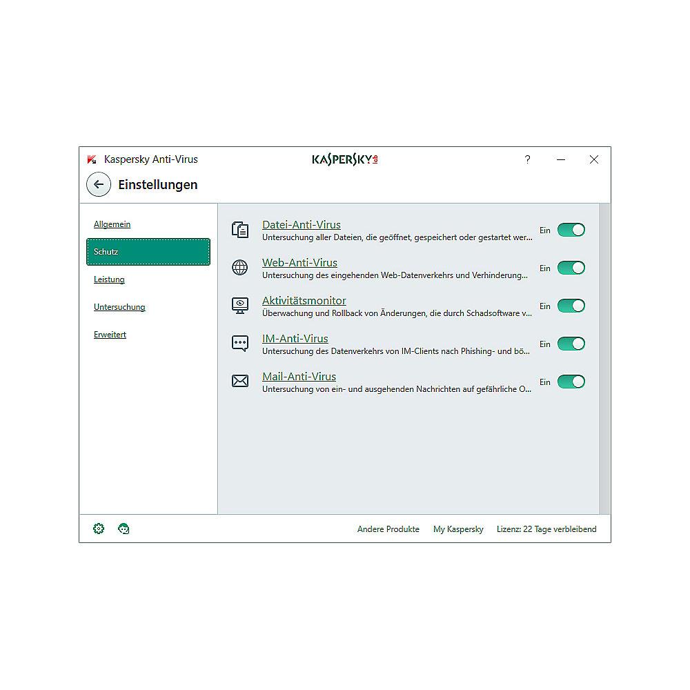 Kaspersky Anti-Virus Upgrade 1PC 1Jahr FFP / Produkt Key