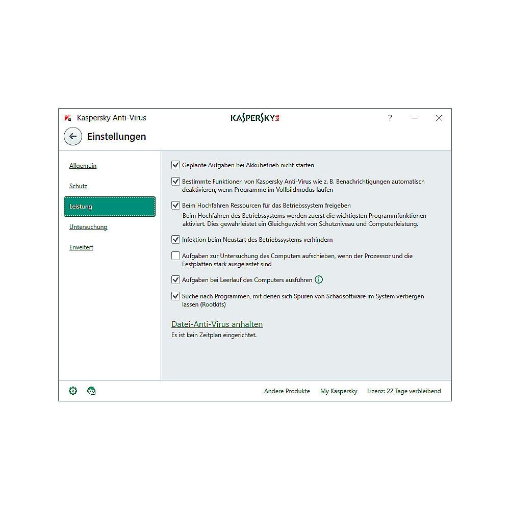 Kaspersky Anti-Virus Upgrade 1PC 1Jahr FFP / Produkt Key