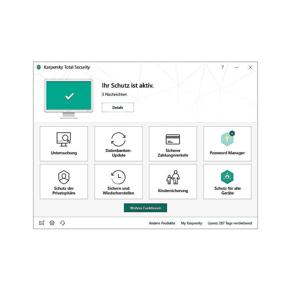 Kaspersky Total Security Upgrade 3Geräte 1Jahr FFP / Produkt Key