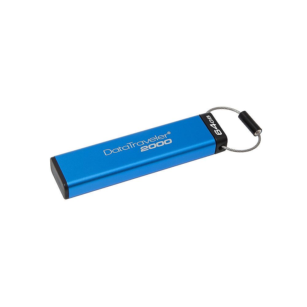 Kingston 64GB DataTraveler 2000 Data Secure Stick USB3.0 IP57 DT2000/64GB, Kingston, 64GB, DataTraveler, 2000, Data, Secure, Stick, USB3.0, IP57, DT2000/64GB