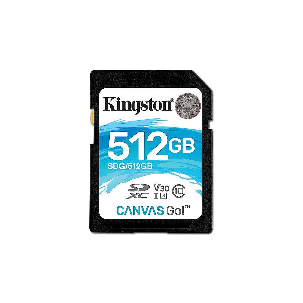 Kingston Canvas Go! 512 GB SDXC Speicherkarte (45 MB/s, Class 10, V30, UHS-I), Kingston, Canvas, Go!, 512, GB, SDXC, Speicherkarte, 45, MB/s, Class, 10, V30, UHS-I,