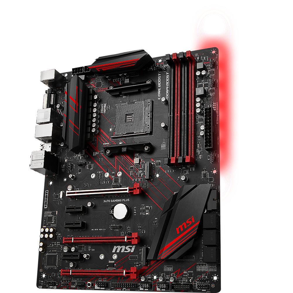 MSI X470 Gaming Plus SATA600/R/M.2/USB3.1 ATX Mainboard Sockel AM4, MSI, X470, Gaming, Plus, SATA600/R/M.2/USB3.1, ATX, Mainboard, Sockel, AM4