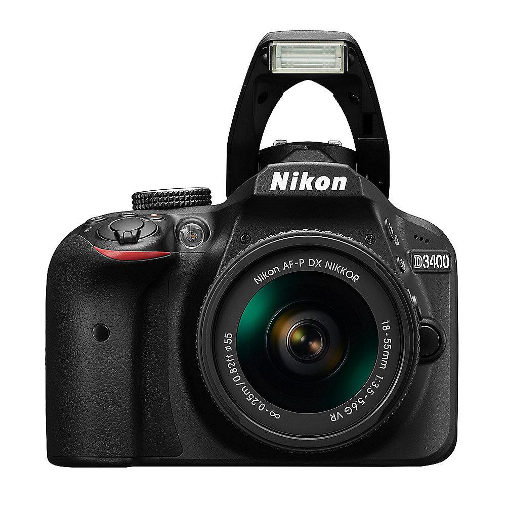 Nikon D3400 Kit AF-P DX 18-55mm G VR Spiegelreflexkamera schwarz, *Nikon, D3400, Kit, AF-P, DX, 18-55mm, G, VR, Spiegelreflexkamera, schwarz