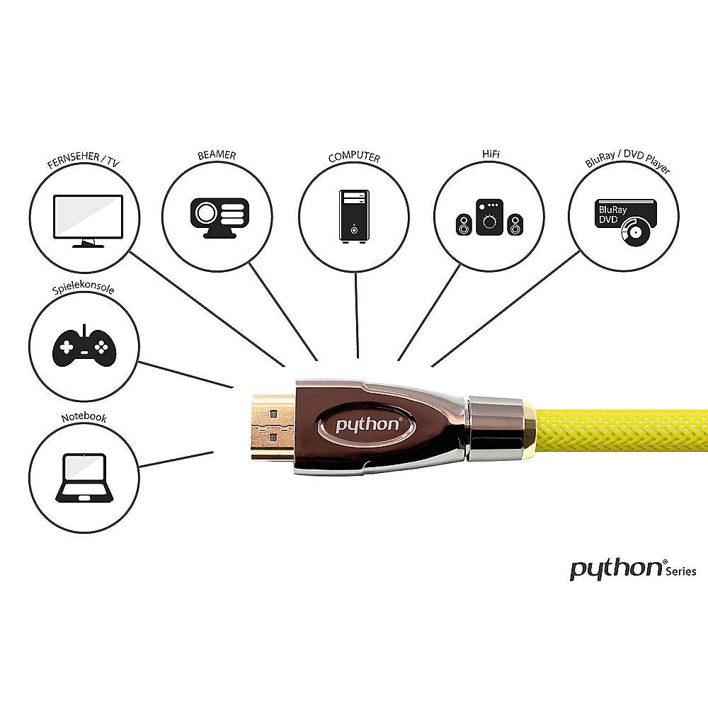 PYTHON HDMI 2.0 Kabel 1,5m Ethernet 4K*2K UHD vergoldet OFC gelb