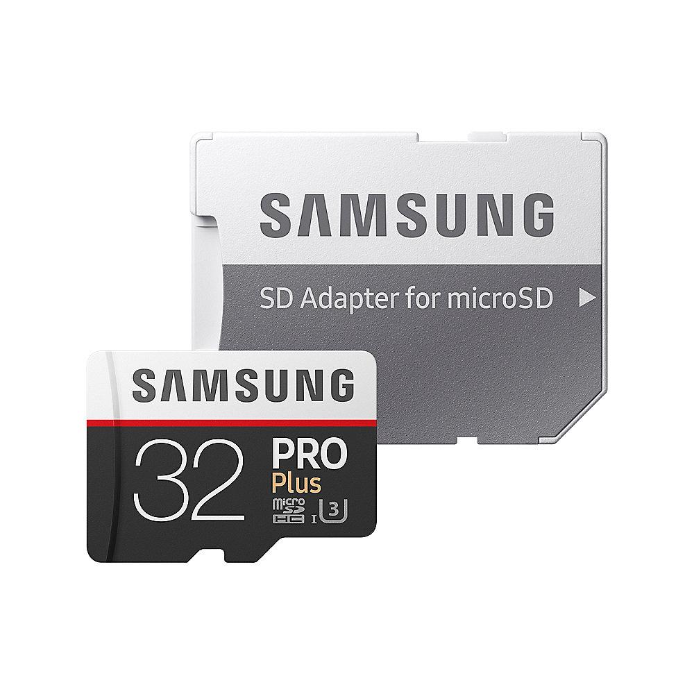 Samsung Pro Plus 32 GB microSDHC Speicherkarte (100 MB/s, Class 10, UHS-I, U3), Samsung, Pro, Plus, 32, GB, microSDHC, Speicherkarte, 100, MB/s, Class, 10, UHS-I, U3,