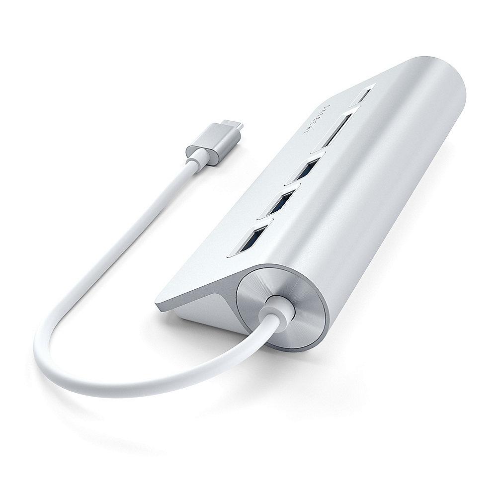 Satechi Type-C Aluminium USB Hub & Card Reader silber