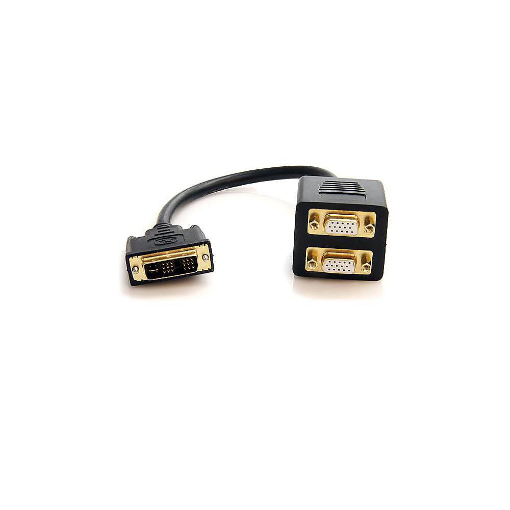 Startech DVI-I zu 2x VGA Splitter 0,3m St./Bu./Bu. vergoldet schwarz