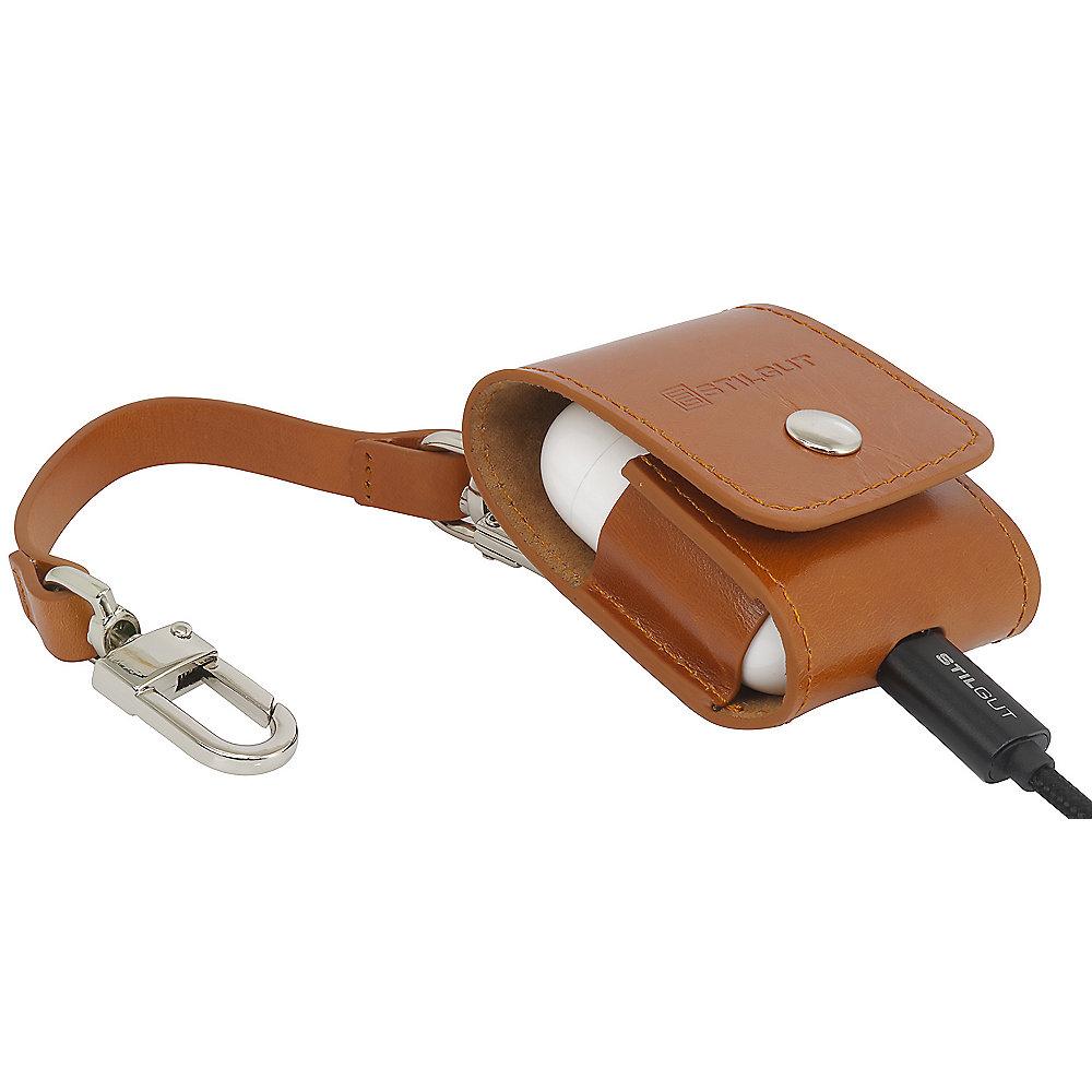 StilGut AirPod Case mit Lederband & Karabiner cognac, StilGut, AirPod, Case, Lederband, &, Karabiner, cognac