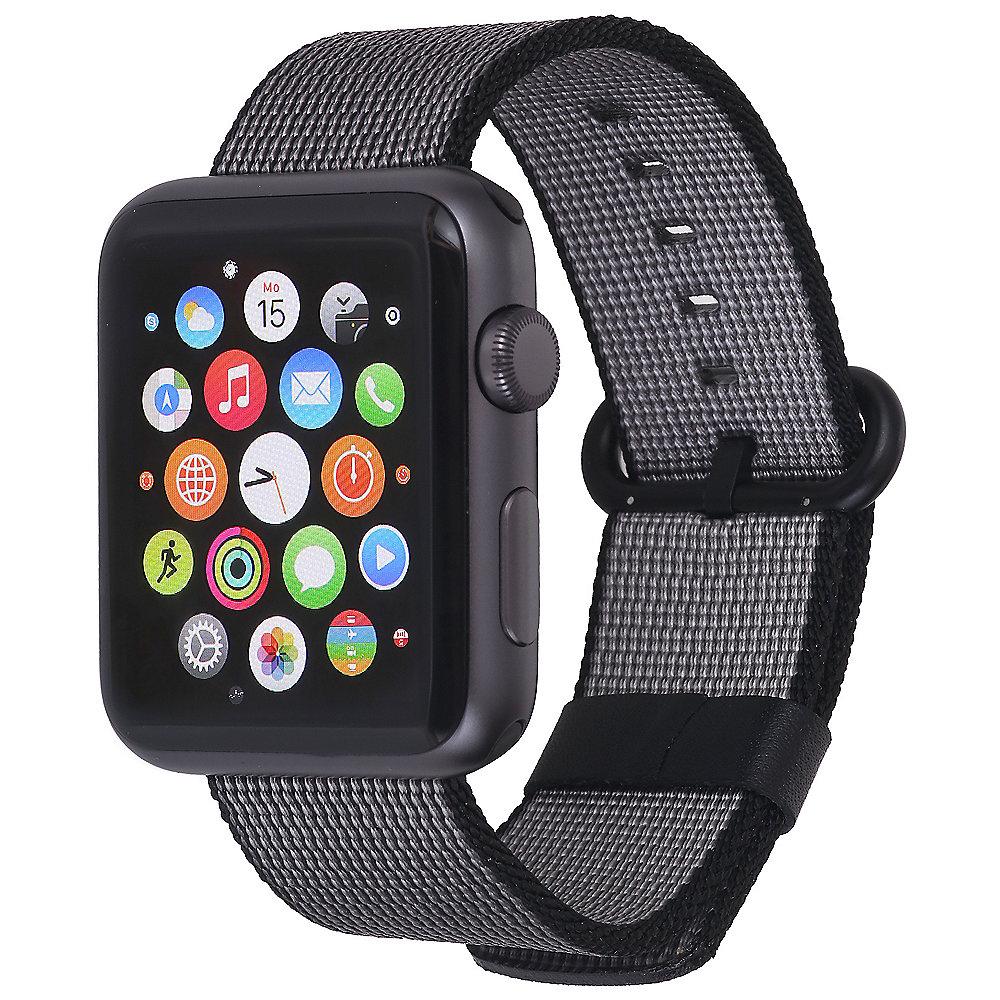 StilGut Nylon Armband für Apple Watch Serie 1-4 42mm schwarz, StilGut, Nylon, Armband, Apple, Watch, Serie, 1-4, 42mm, schwarz