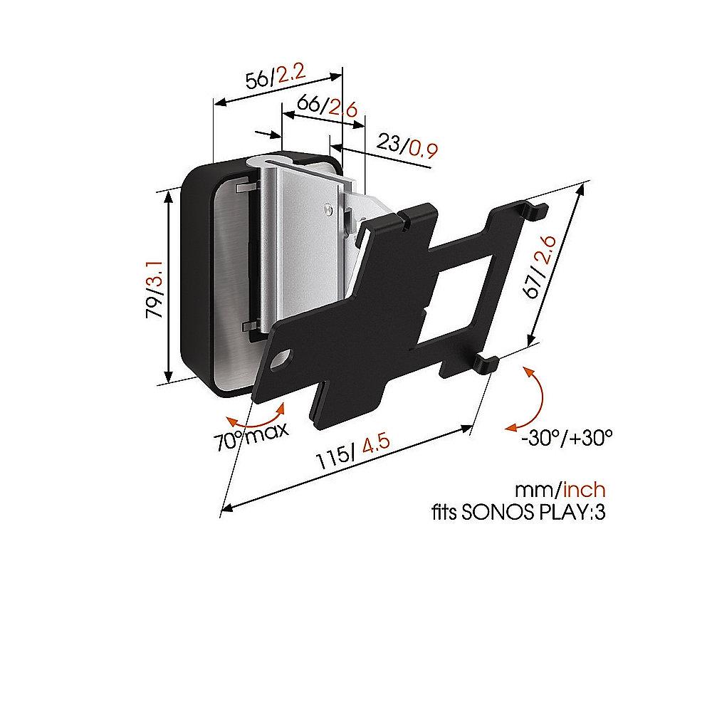 Vogels Wandhalter für Sonos Play:3 schwarz, Vogels, Wandhalter, Sonos, Play:3, schwarz