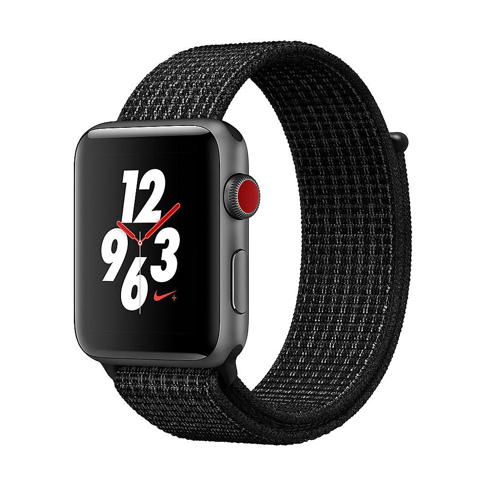 Apple Watch Nike  LTE 42mm Aluminiumgehäuse Grau Sport Loop Platinum Schwarz